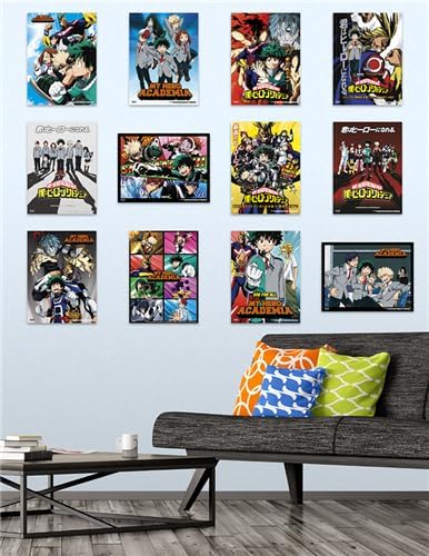 My Hero Academia Poster Set - Room Decor Bundle with 12 Anime Wall Art Posters 8" x 11" Plus More | Wall Poster Pack for Kids, Teens, Adults