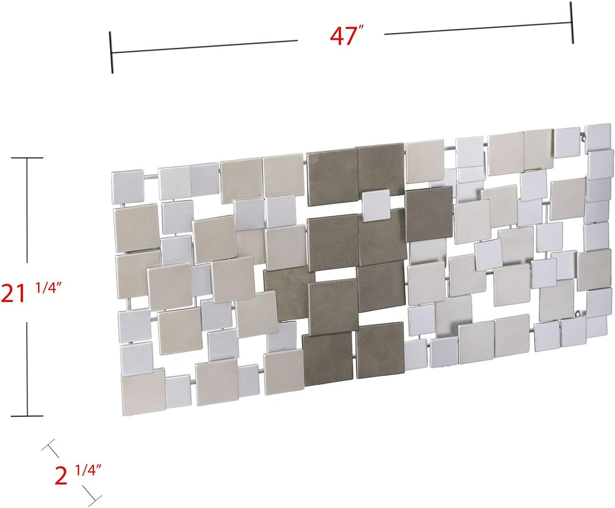 SEI Furniture Wavson Wall Sculpture, Geometric 3D Design, Unique Mounting Wall Art, Silver, 47.00" x 2.25"