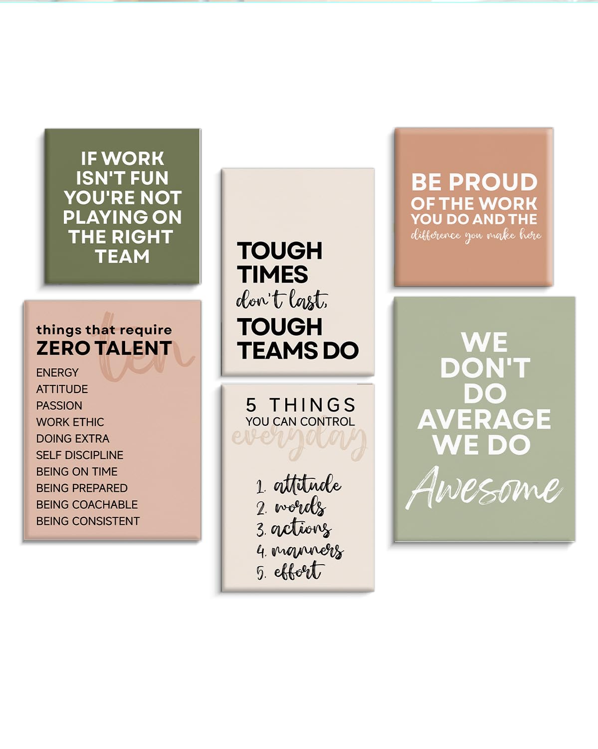 Framed Motivational Office Wall Decor, Set of 6 Boho Inspirational Prints
