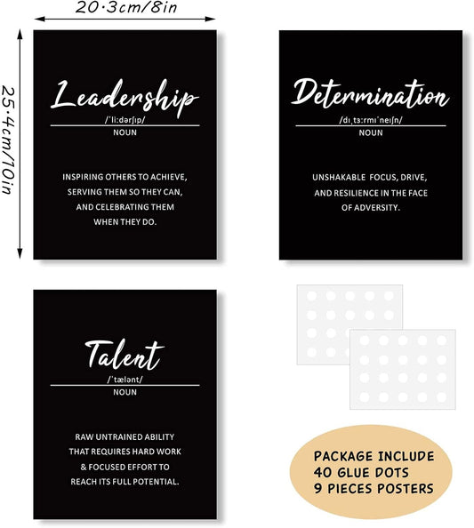 Outus 9 Inspirational Wall Art Prints for Classroom Office, 8x10, Unframed