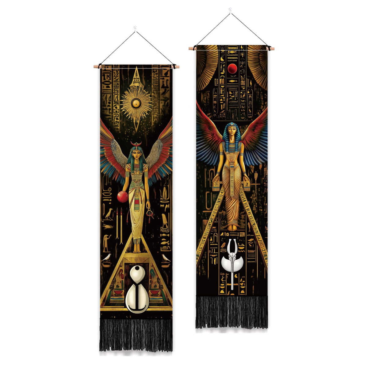 PLIGREAT 2 Pack Japanese Peony Vertical Tapestry with Tassels Elegant Flower Wall Hanging for Bedroom Bathroom Living Room Warm Long Narrow Wall Hanging Dorm Room Home Art Decor