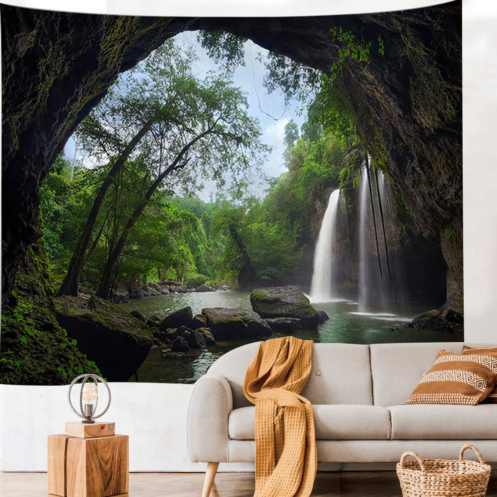 Llamazing Forest Tapestry Home Decor Landscape Living Room Bedroom Decoration Magic Tapestry Curtain (Looking Up at The Stars, 78''L×60''W)