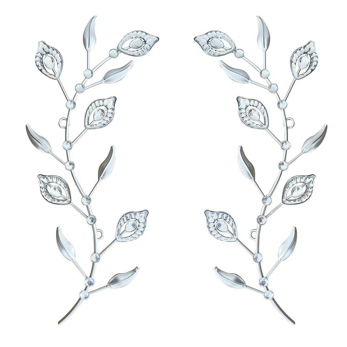 sxnzequnze 2 Set Metal Tree Leaf Wall Art for Home Decor Living Room Bedroom Dining Room Bling Rhinestone, 3D, Iron Branch Hanging Leaf Sculpture Art Pieces -Gold 16.5in*6.7in