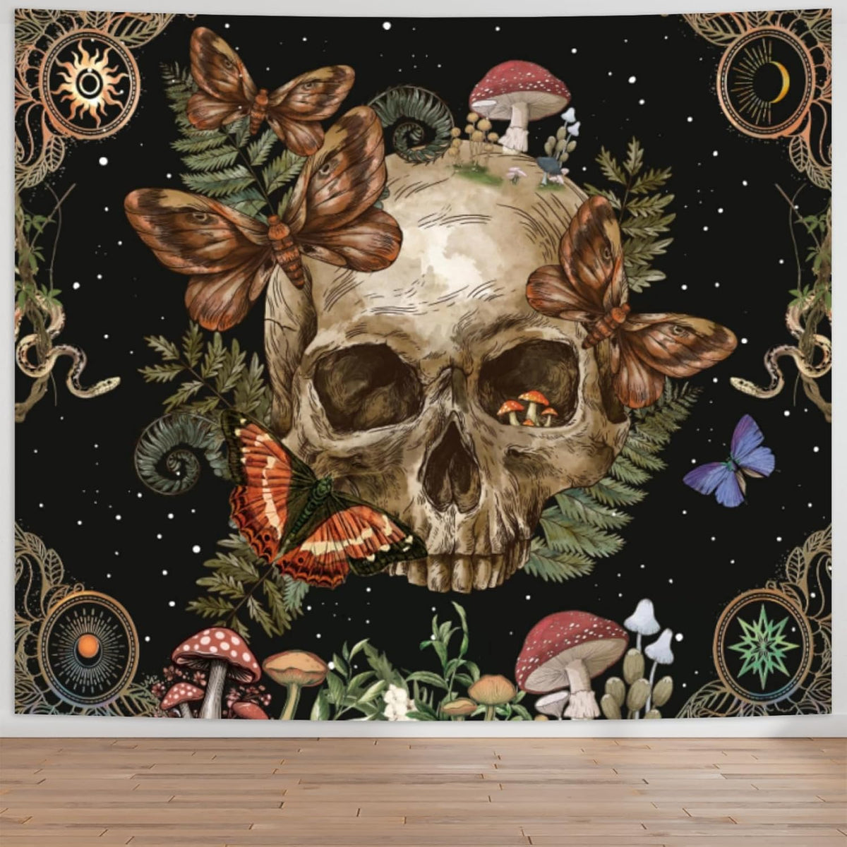 Avinyl Tree of Life Tapestry Wall Hanging, Large Black Sun Moon Tapestries