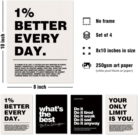 DSHFG Motivational Inspirational Office Wall Art Decor Prints Set of 4