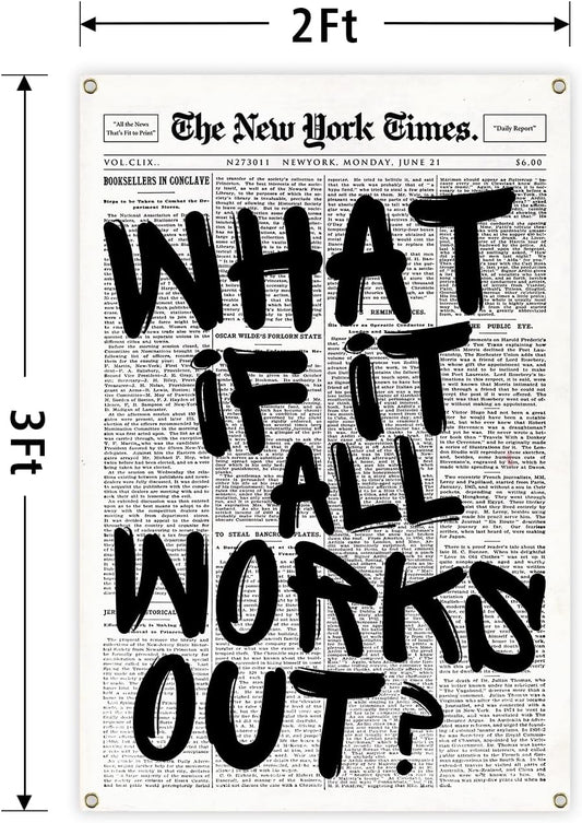 verrlia Retro Art What If It All Works Out Inspirational Tapestry 2x3 Feet Motivational Tapestry for Bedroom College Dorm Dorm Office Wall Decor