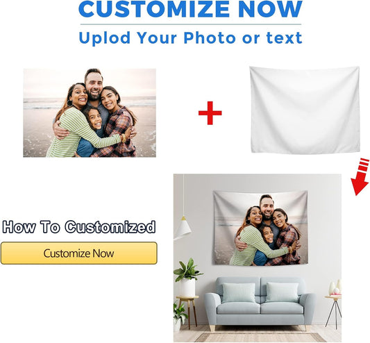 JINJUREN Custom Tapestry Upload Images Personalized Custom Tapestry Customized Backdrop Banner Print Any of Your Design Photo/Text/Logo Wall Hanging Art Decor for Wedding, Family, Festival ,Birthday