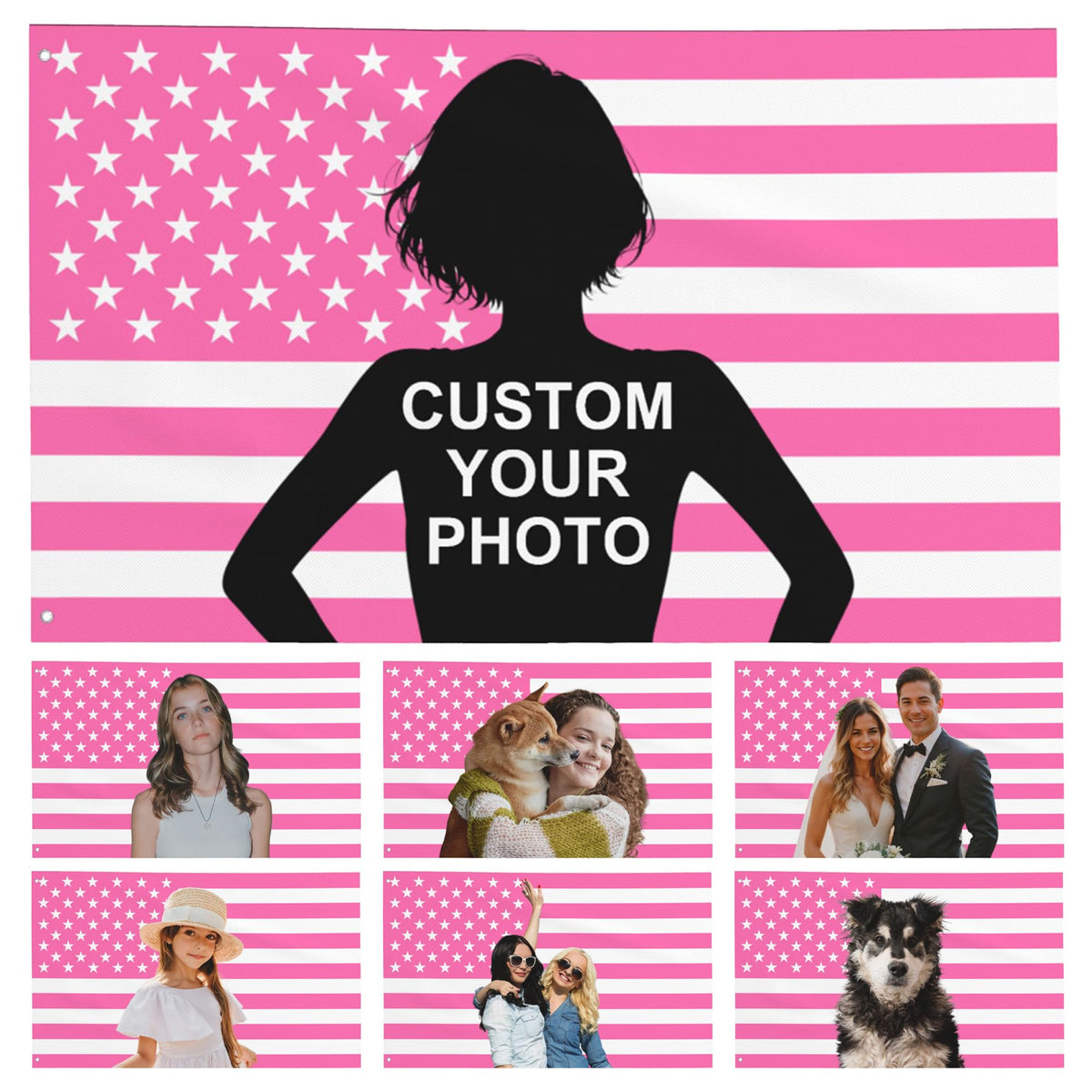 Custom Flag with Picture, Personalized Funny Flags Print Your Own Text/Photo/Logo Customized Flag Tapestry for Bedroom Dorm Room Decor Garden, 2x3 3x5 4x6 5x8 Ft