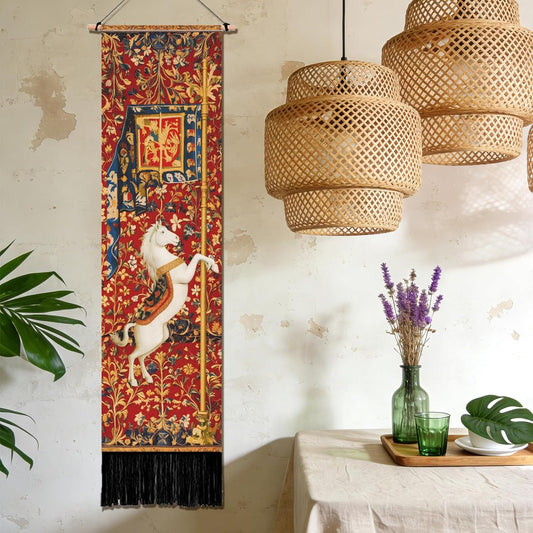 PLIGREAT 2 Pack Horse Lion Tapestry Vertical Vintage Art Wall Hanging with Tassels Aesthetic Wall Tapestry for Bedroom Living Room Long Narrow Home Art Decor Gift