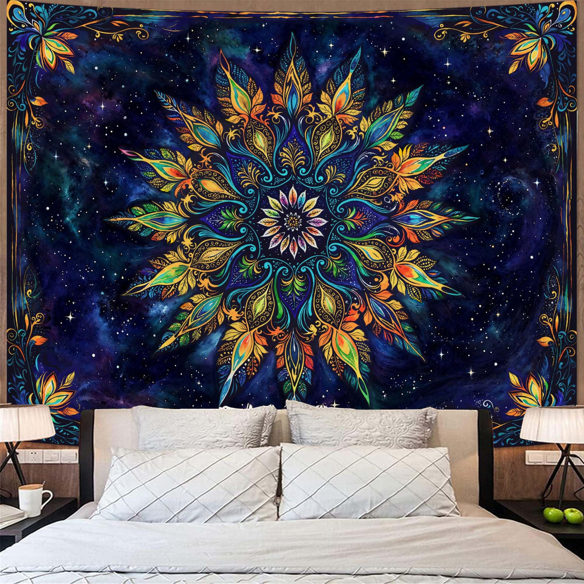 Fowocu Boho Floral Mandala Tapestry Wall Hanging Bohemian Flower Medallion Tapestry Aesthetic Beige Brown Hippie Indian Small Tapestries for Bedroom Living Room Dorm Decor 40 x 30 Inch