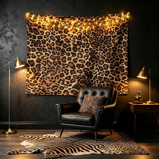 Erosebridal Leopard Print Tapestry Cheetah Decor Wall Hanging Geometric Wall Tapestry African Safari Animal Tapestries Modern Abstract Pattern for Kid Boy Men Artwork Large 59x82