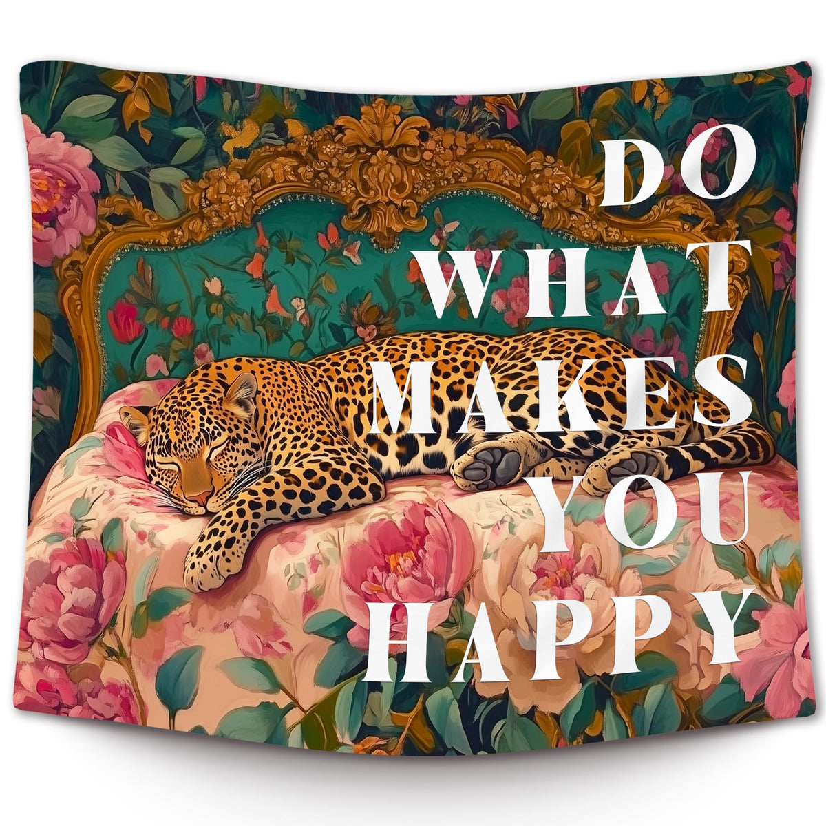 XLDLIOO Preppy Leopard Disco Classroom Tapestry, What's The Best That Could Happen, Retro Maximalist Tapestry Hanging for Girly Room Bedroom, Groovy Tapestries Wall Decor Art for Teen Girls Dorm 50x60in