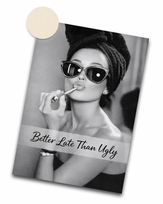 iHery 12x16in Audrey Hepburn Better Late Than Ugly Framed Bathroom Art