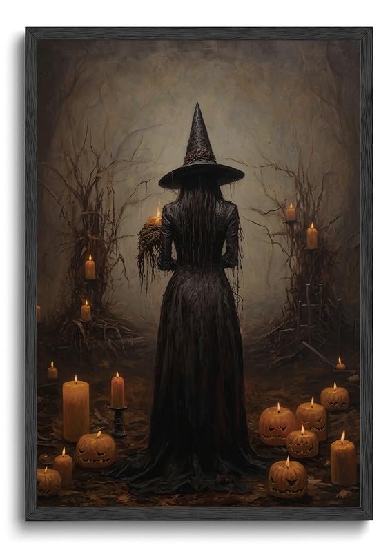 ILLBDR Halloween Three Witches Canvas Wall Art Poster 12x16 inch