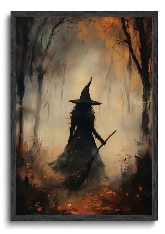 ILLBDR Halloween Three Witches Canvas Wall Art Poster 12x16 inch
