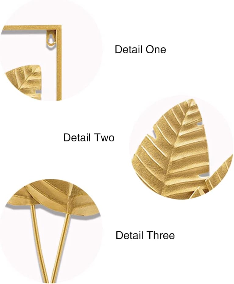 HKaikzo Gold Metal Wall Decor Set of 2, Leaf Hanging Home Decor with Frame