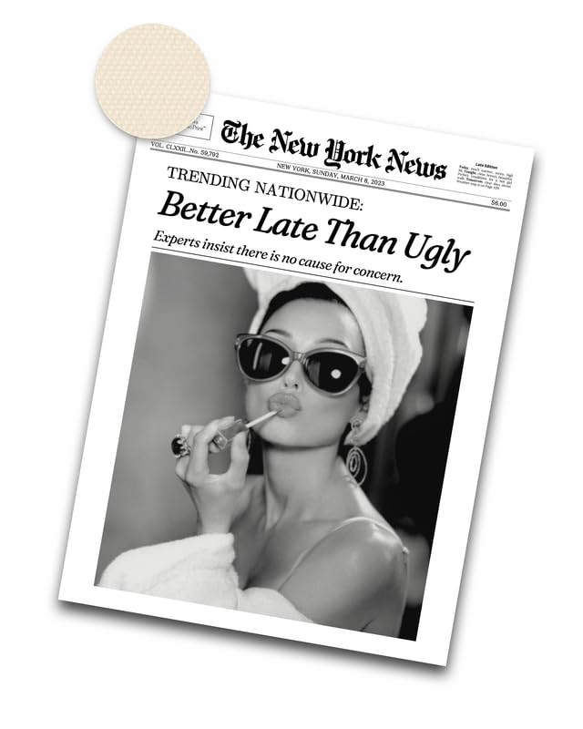 iHery 12x16in Audrey Hepburn Better Late Than Ugly Framed Bathroom Art