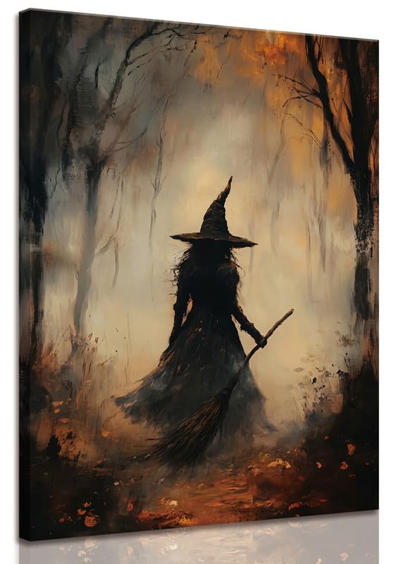 ILLBDR Halloween Three Witches Canvas Wall Art Poster 12x16 inch
