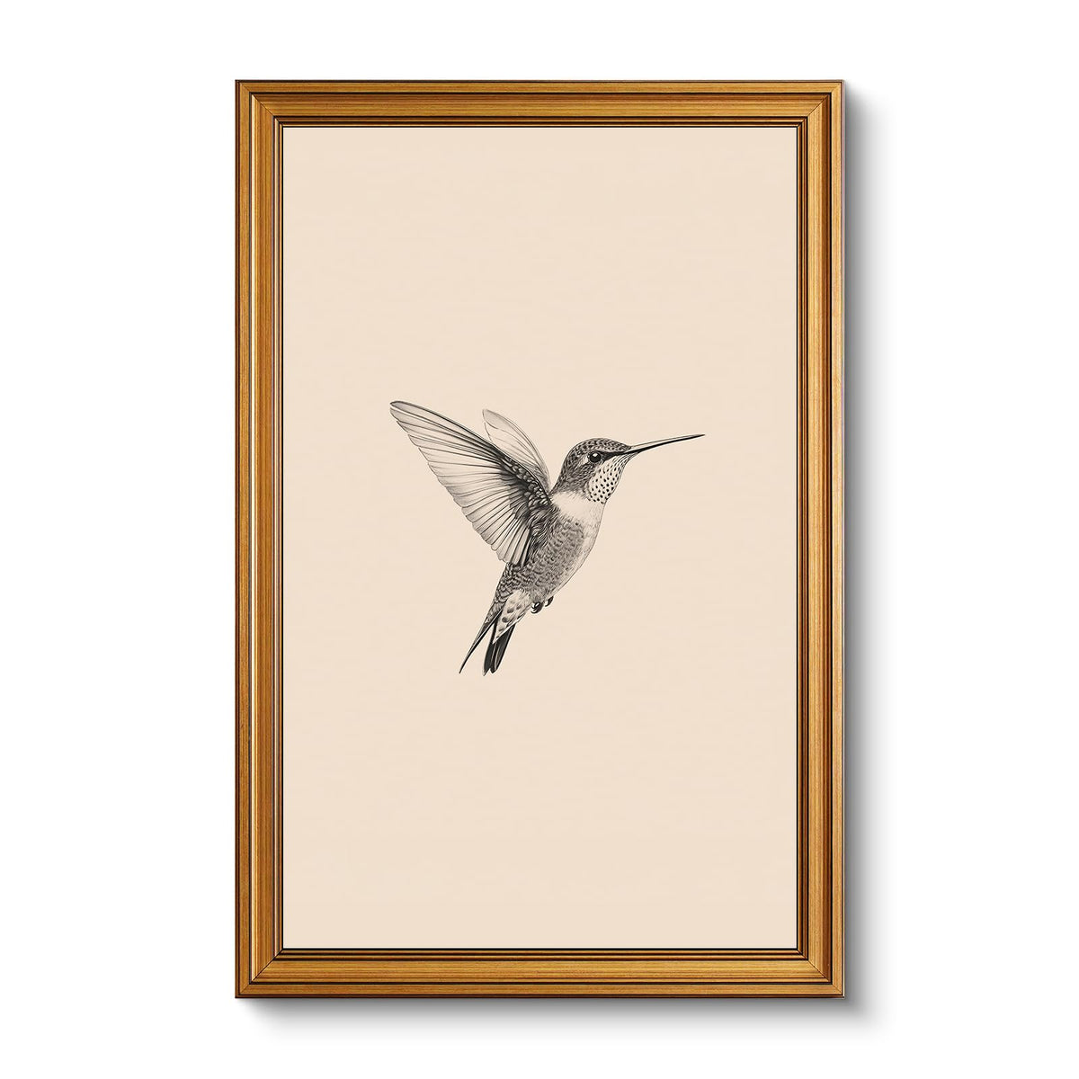VIYYIEA Vintage Gold Framed Wall Art – Hummingbird Sketch Prints, 8x10 IN