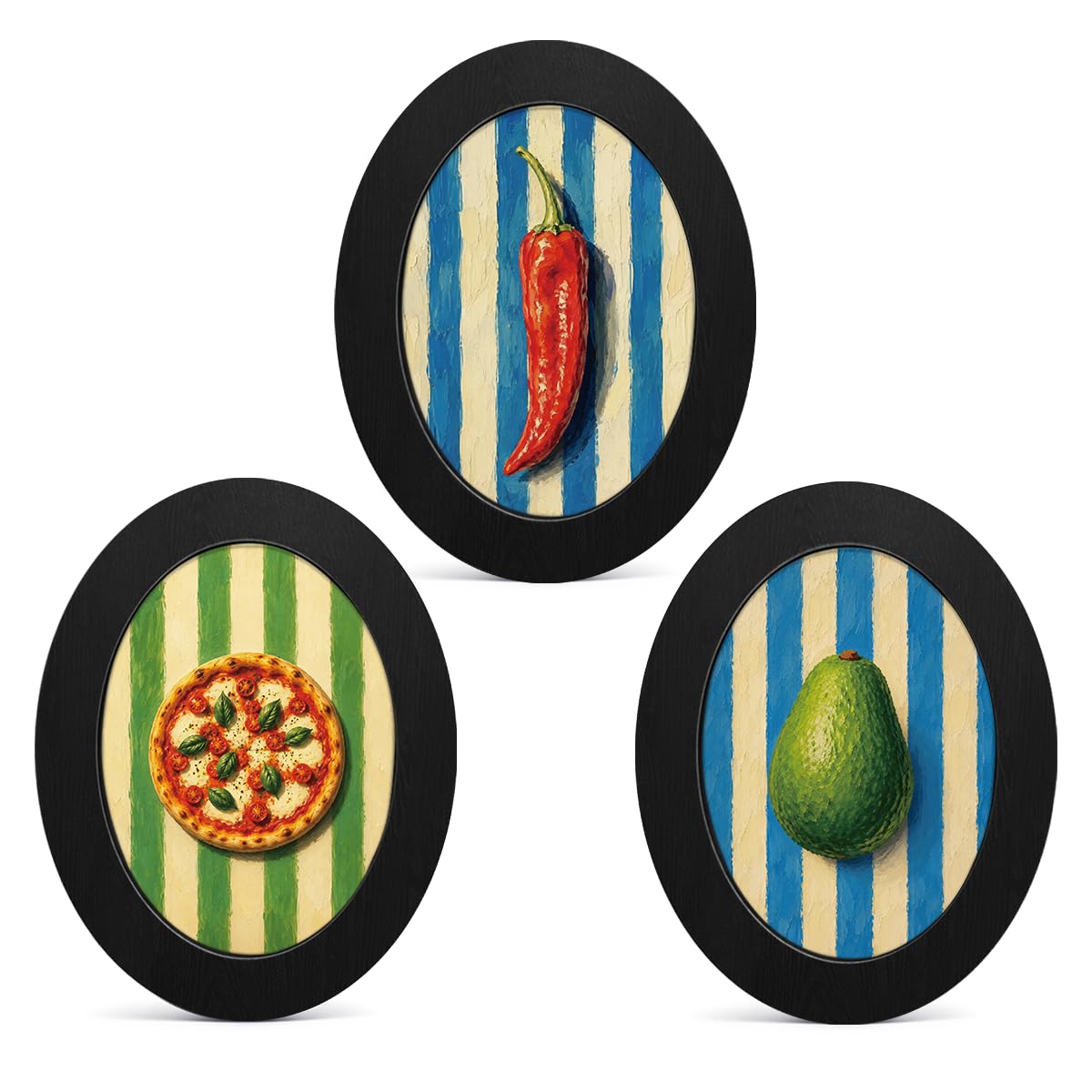 3Pcs Funny Ghost Halloween Bathroom Oval Wall Art Framed Spooky Decor