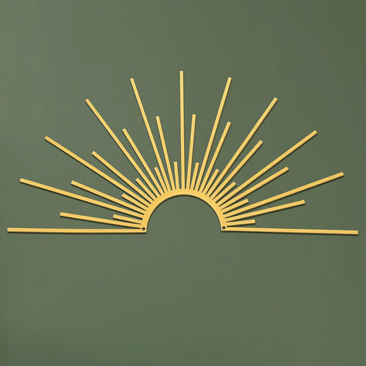 Otoolling Gold Sun Burst Metal Wall Decor Minimalist Line Art, 15.7"x7.7"