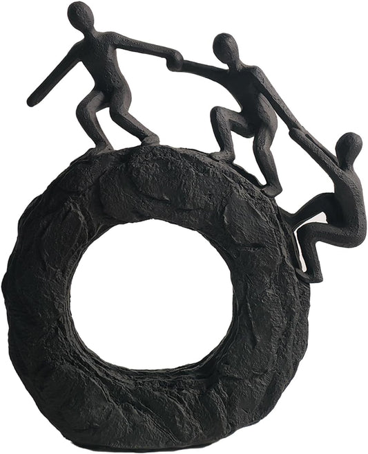 Abstract Sculptures - Living Room and Office Dynamic Climbing Wall Character Decoration, Black Statue 7x8x1.5 inches Elegant Black Home Decoration Gift Creativity