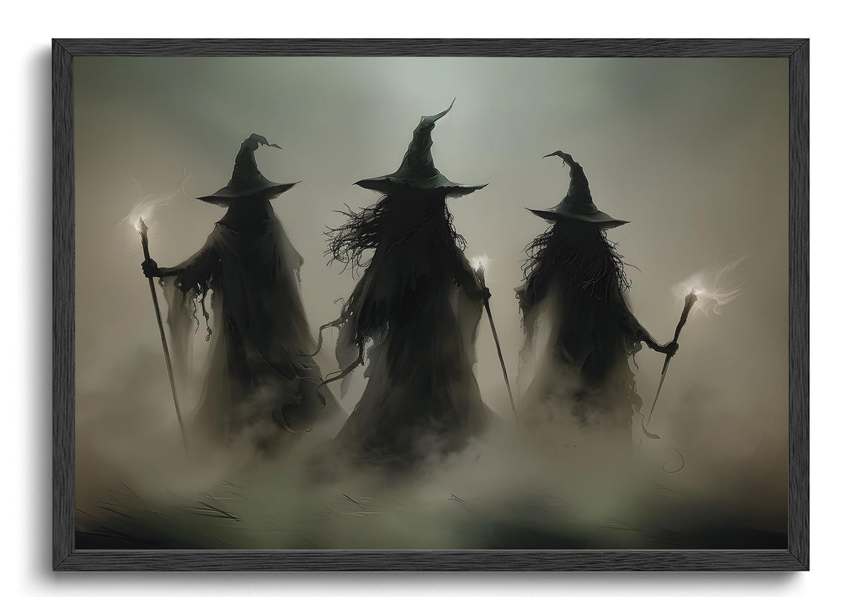 ILLBDR Halloween Three Witches Canvas Wall Art Poster 12x16 inch