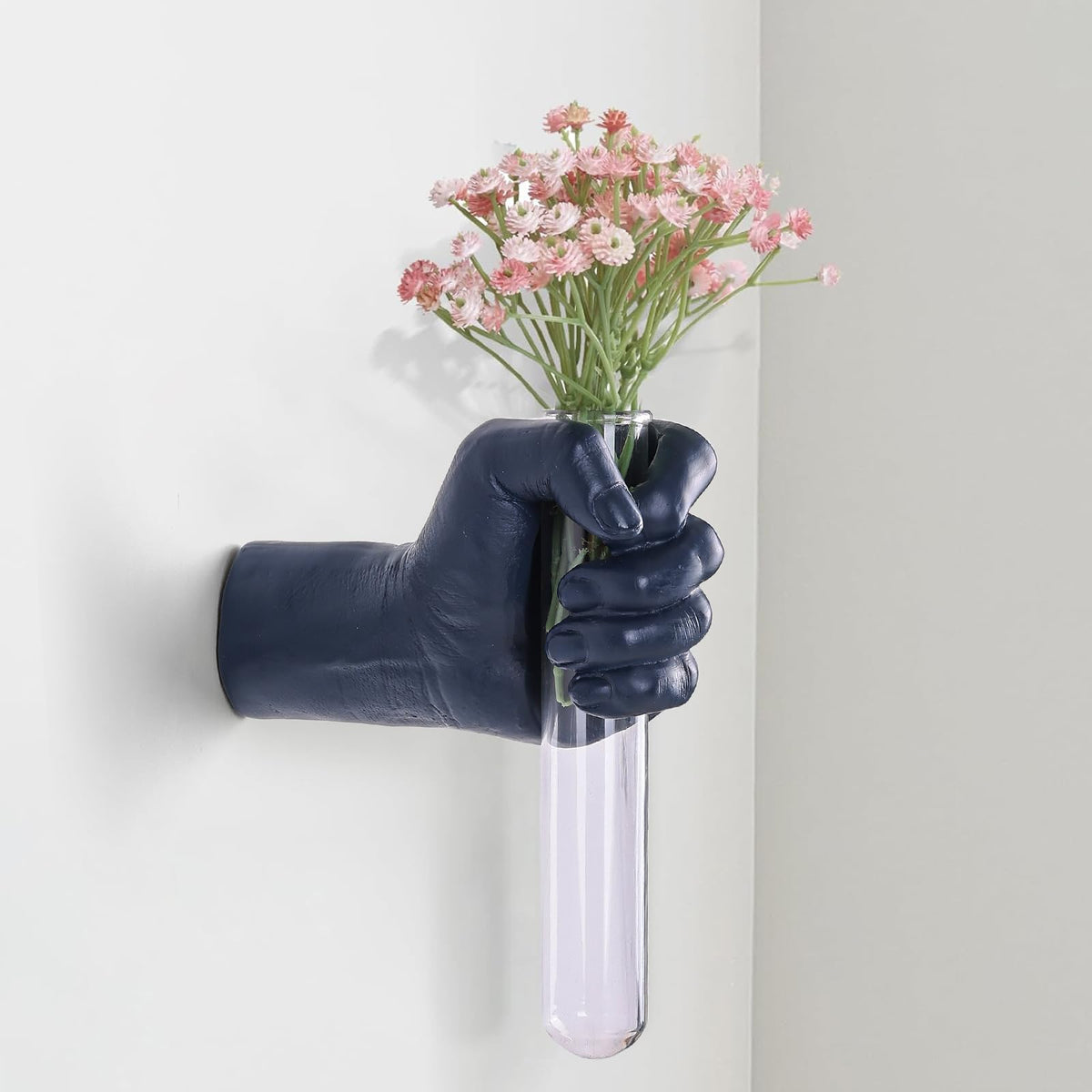 Gold Wall Sculptures, Hand Vases Home Decor, Wall Mount Art Sculpture, Unique Wall Art Statue, Funky Flower Vase Decorations, Modern Eclectic Hanging Decor,Glass Test Tube Vase
