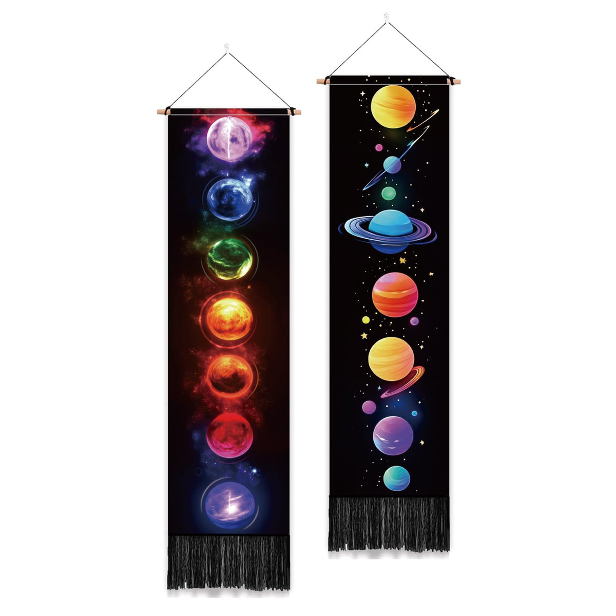 PLIGREAT 2 Pack Japanese Peony Vertical Tapestry with Tassels Elegant Flower Wall Hanging for Bedroom Bathroom Living Room Warm Long Narrow Wall Hanging Dorm Room Home Art Decor