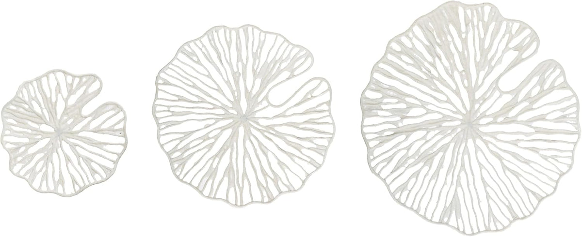 Creative Co-Op Handmade White Coral Shaped Paper & Metal Wall Decor (Set of 3 Sizes)
