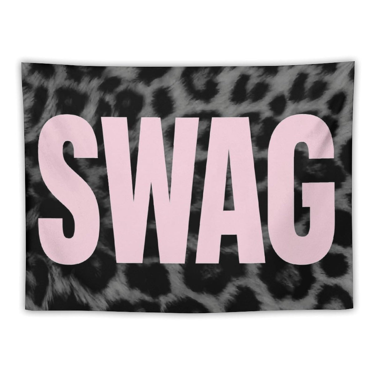 Gyvif Leopard Print Pink SWAG Slogan Wall Tapestry, Y2K Street Style Wall Hanging For Bedroom Dorm, Gift For Teens & Streetwear Lovers
