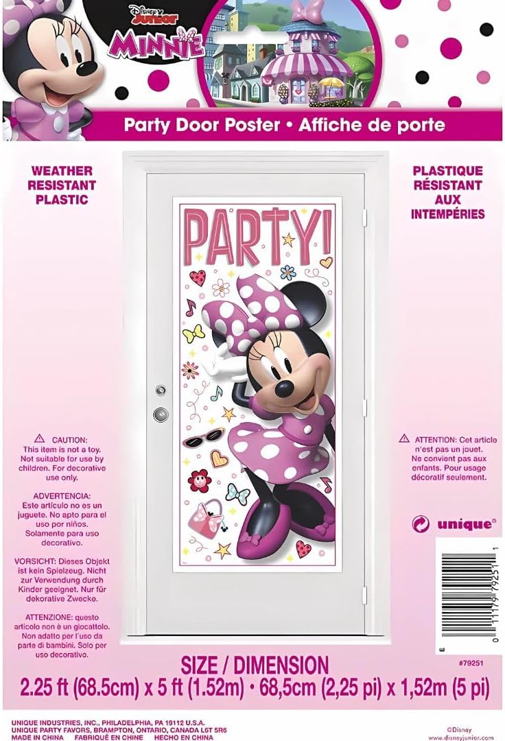 AMSCAN Unique 79251 Disney Iconic Minnie Mouse Door Party Poster, 2.25' (27") x 5' (60") 1ct, Multicolor,Bedroom