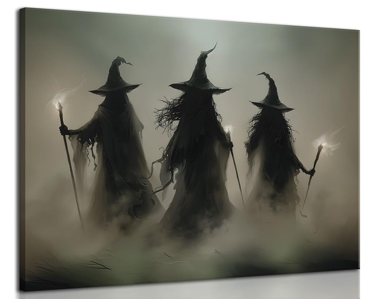 ILLBDR Halloween Three Witches Canvas Wall Art Poster 12x16 inch