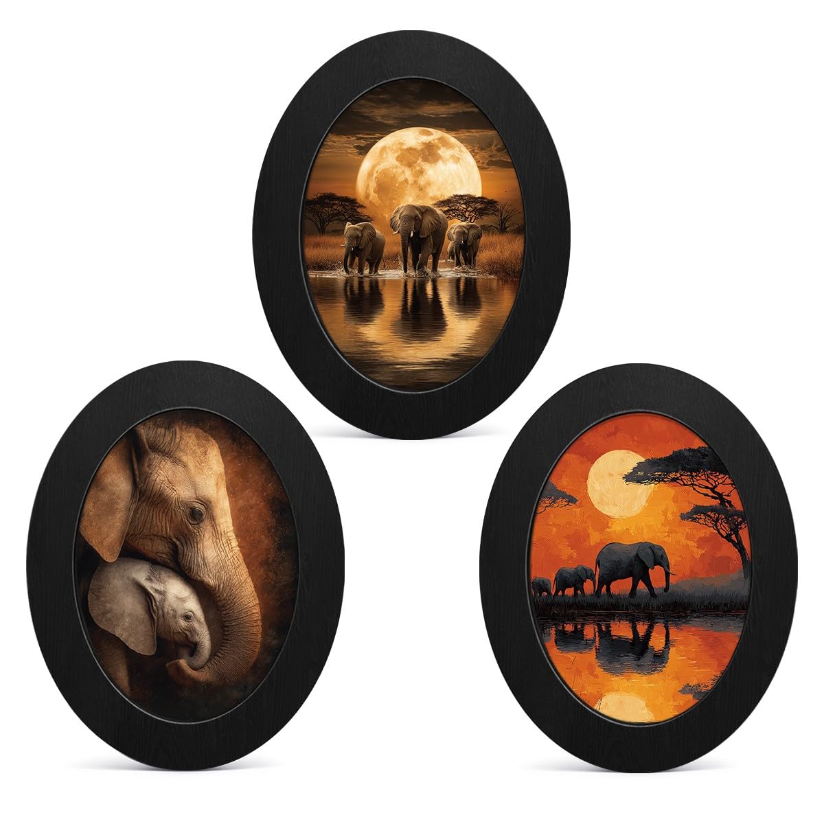 3Pcs Funny Ghost Halloween Bathroom Oval Wall Art Framed Spooky Decor