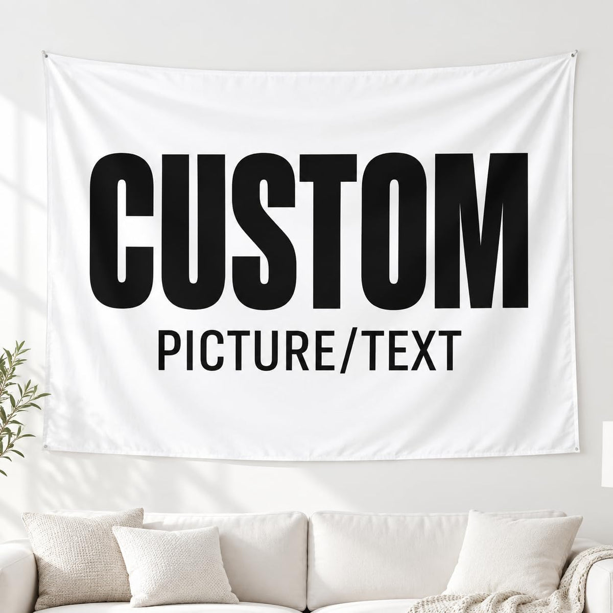 zentamorek Custom Tapestry with Picture - Personalized Photo Tapestry with Text, Logo & Design, Customized Wall Hanging Banner for Bedroom, Living Room, Dorm, Wedding, Birthday & Party Decor