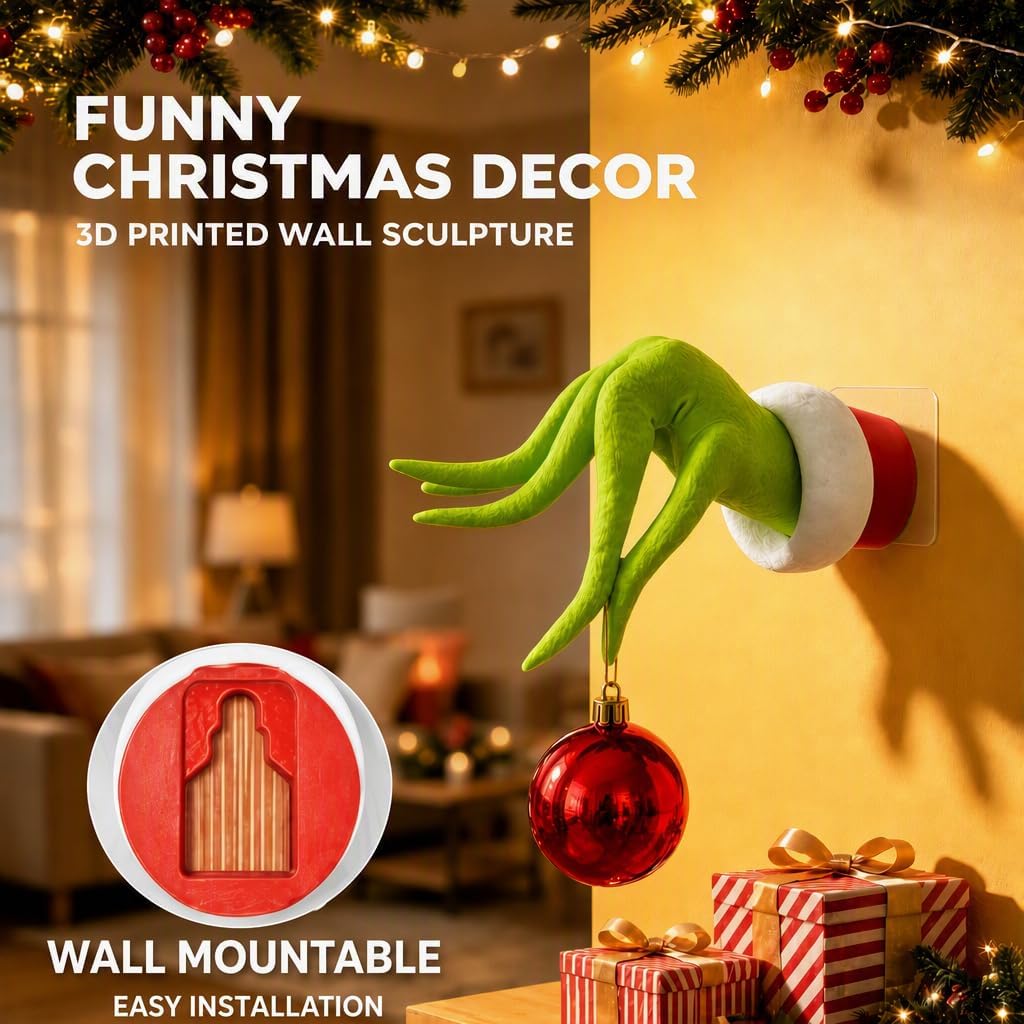 3D Printed Christmas Decorations Indoor Outdoor Wall Mount Hand Ornament