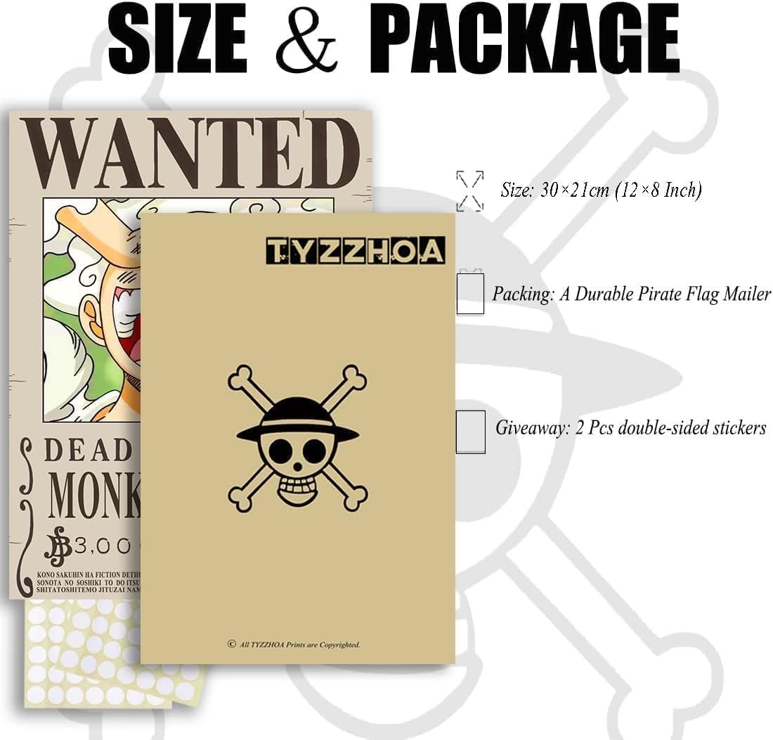 TYZZHOA 25PCS Anime [OP] Wanted Posters 30x21cm, New Bounty Edition