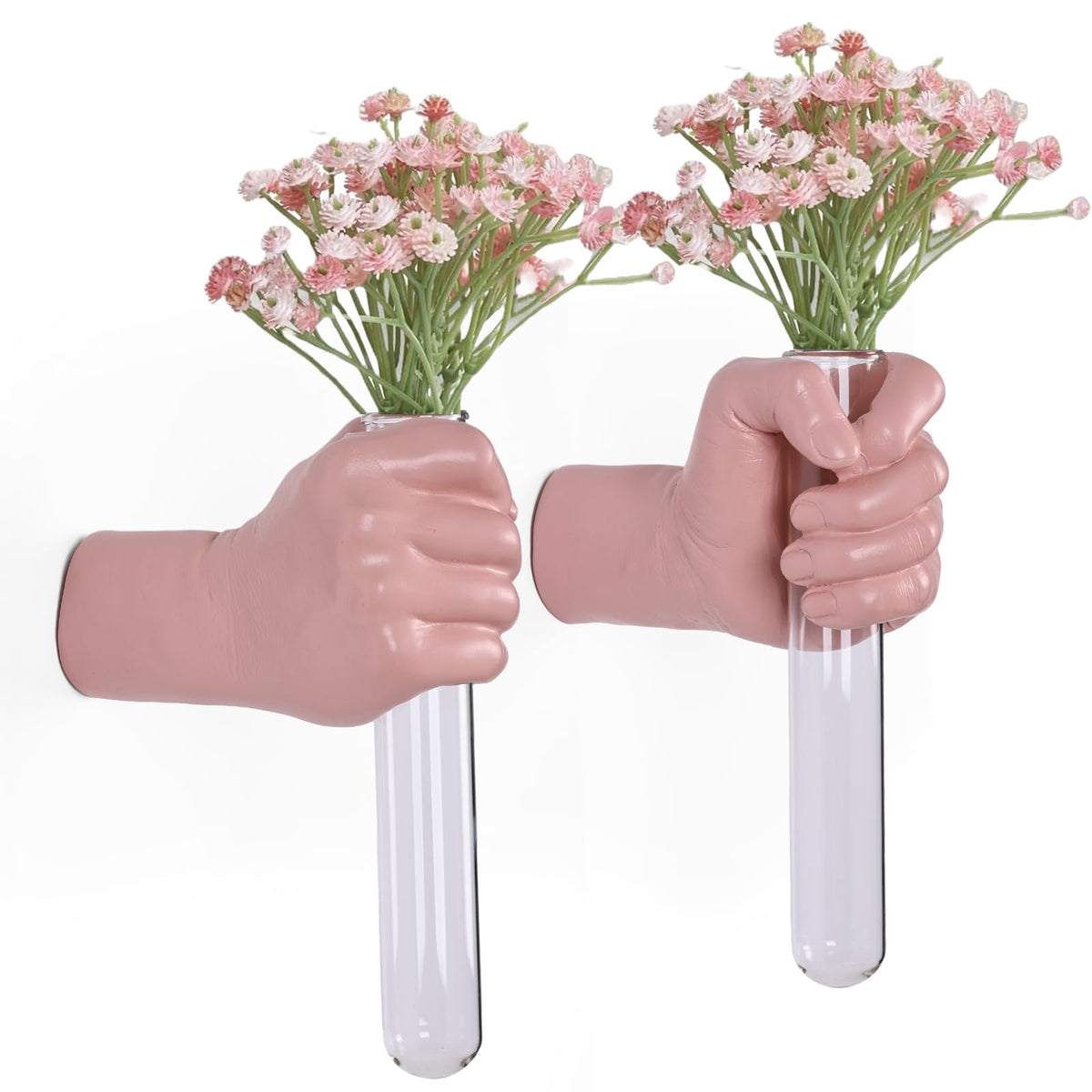 2 Pieces Wall Sculptures, Hands Vase Home Decor, Wall Mount Art Sculpture, Unique Wall Art Statue, Funky Flower Vase Decorations, Modern Eclectic Hanging Decor,Hands Statue (Black)