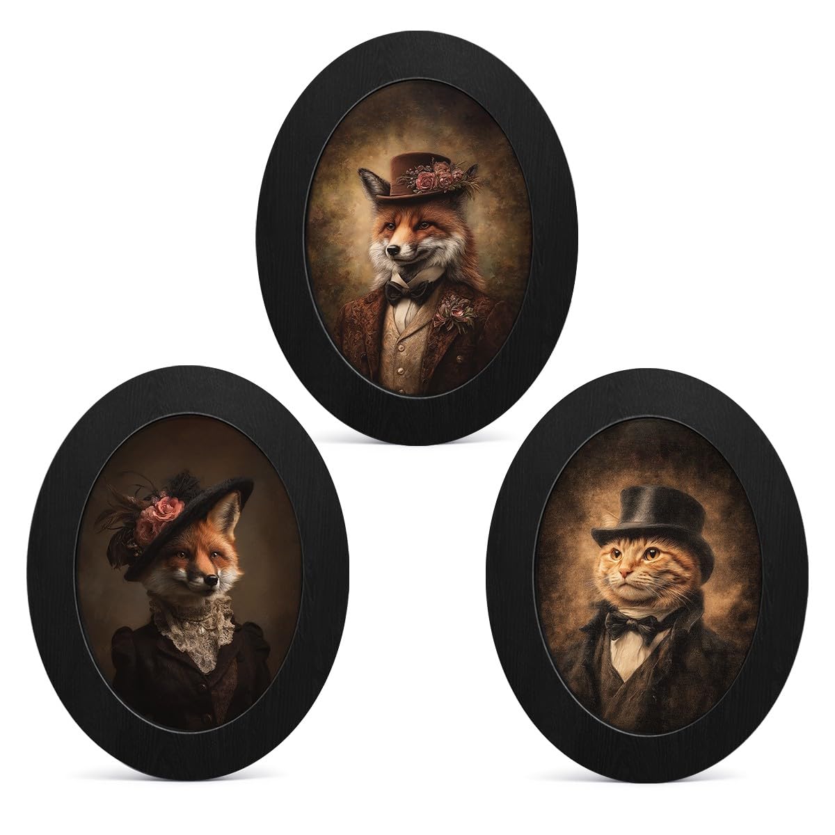 3Pcs Funny Ghost Halloween Bathroom Oval Wall Art Framed Spooky Decor
