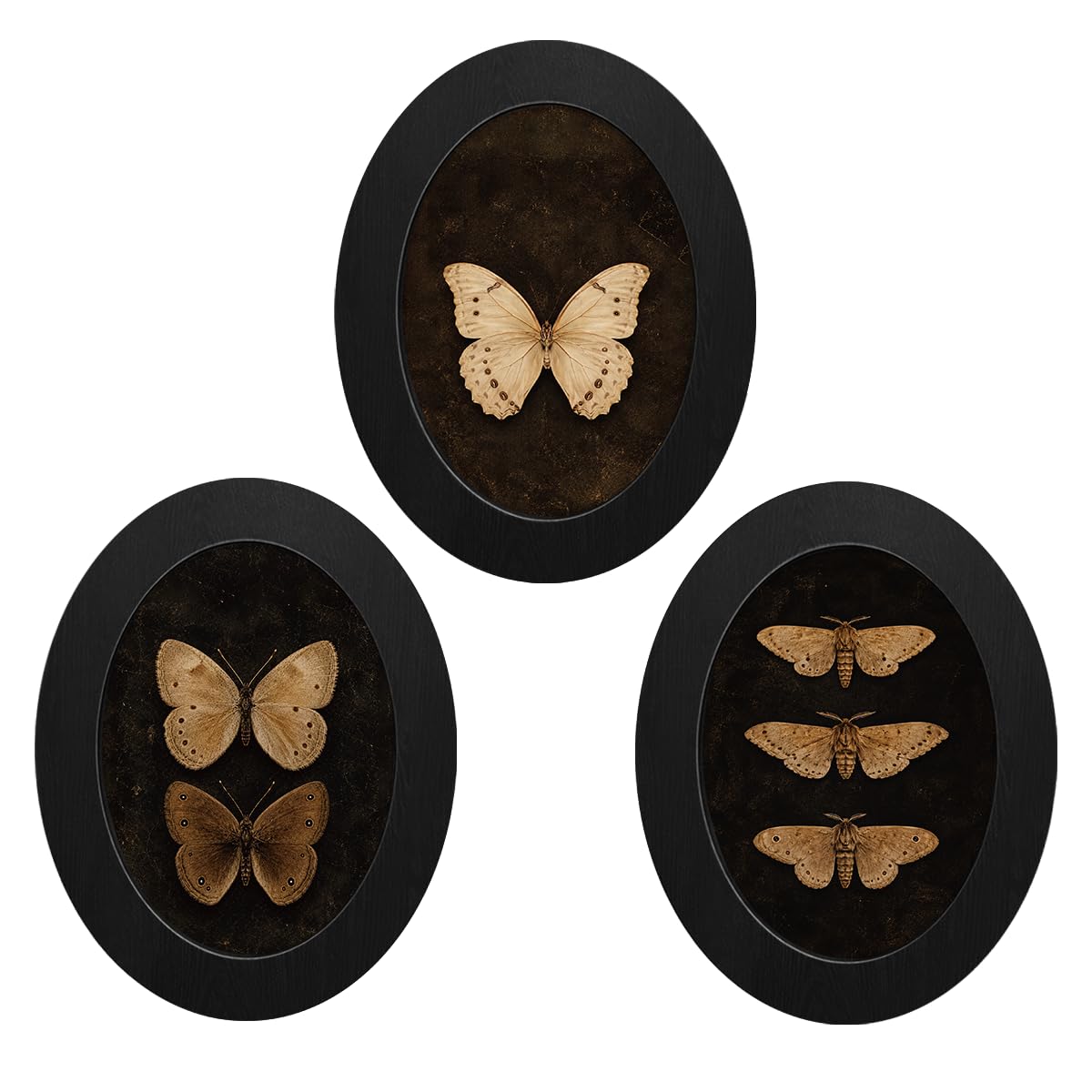 3Pcs Funny Ghost Halloween Bathroom Oval Wall Art Framed Spooky Decor