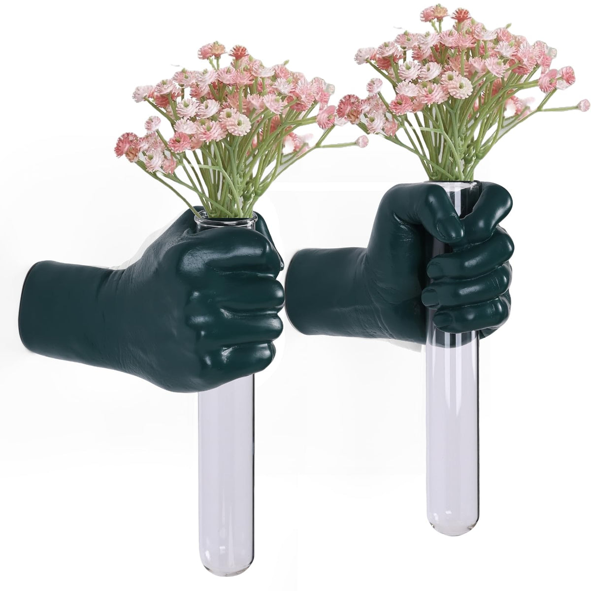 2 Pieces Wall Sculptures, Hands Vase Home Decor, Wall Mount Art Sculpture, Unique Wall Art Statue, Funky Flower Vase Decorations, Modern Eclectic Hanging Decor,Hands Statue (Black)
