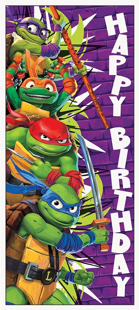 Teenage Mutant Ninja Turtles Birthday Door Poster - 27" x 60", 1 Count | Eye-catching Party Decoration for Kid's Parties