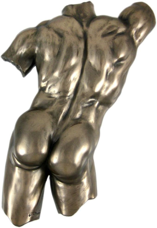Veronese Design Bronze Finish Nude Male Backside Plaque Wall Decor Erotic Art