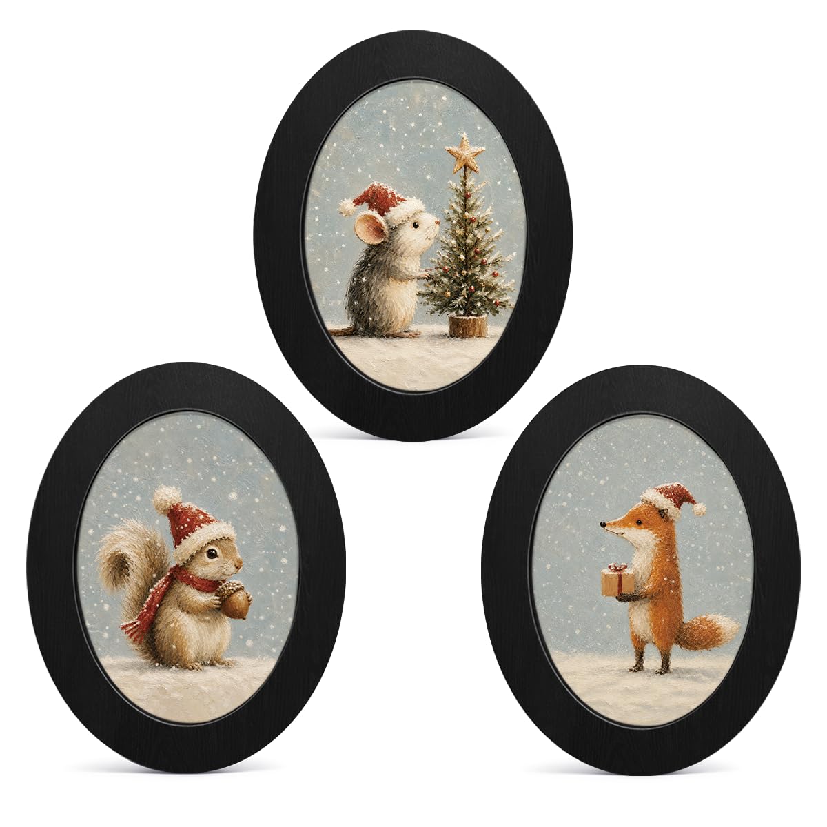 3Pcs Funny Ghost Halloween Bathroom Oval Wall Art Framed Spooky Decor