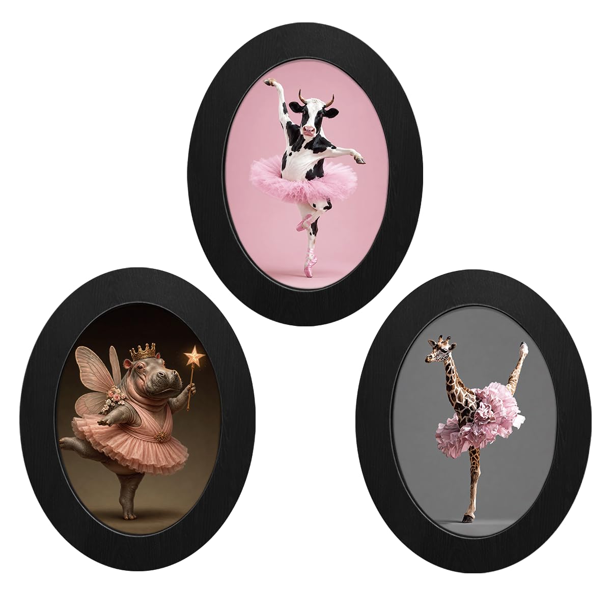 3Pcs Funny Ghost Halloween Bathroom Oval Wall Art Framed Spooky Decor