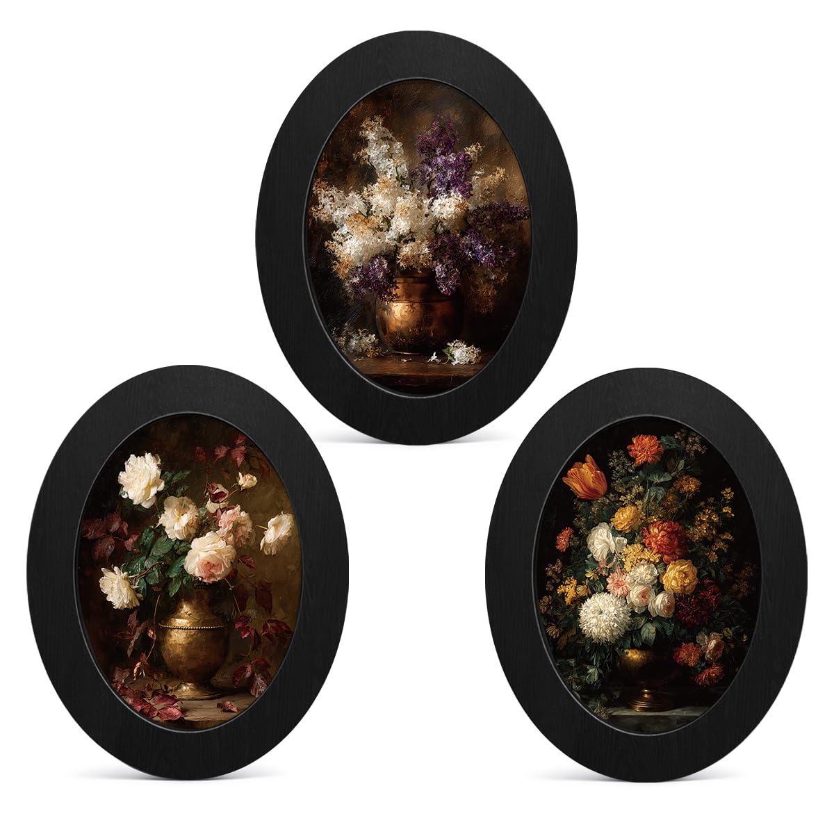 3Pcs Funny Ghost Halloween Bathroom Oval Wall Art Framed Spooky Decor