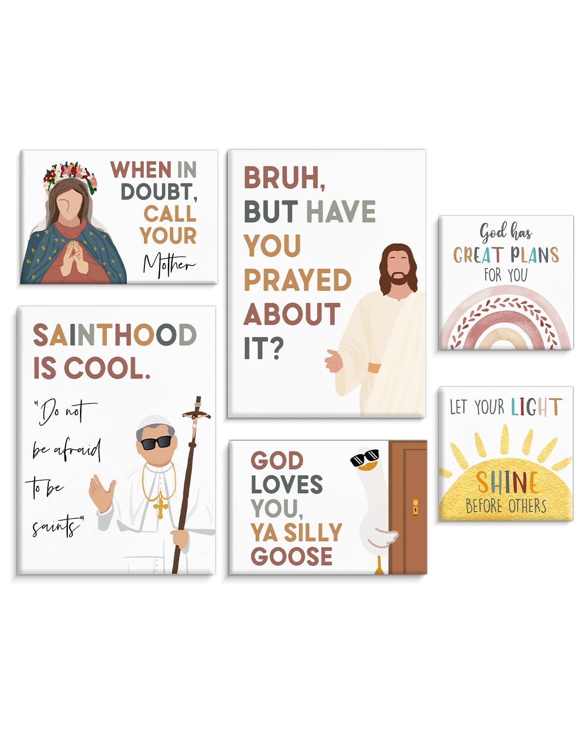 Framed Motivational Office Wall Decor, Set of 6 Boho Inspirational Prints