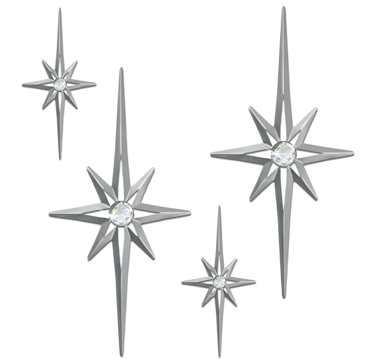 sxnzequnze 4 Pcs Star Wall Art for Home Decor Living Room Bedroom Office Metal 3D,Bling,with Hanging Hook Starburst Midcentury Sculpture Retro Gallery Accent Celestial -Gold 16.5in/9.4in