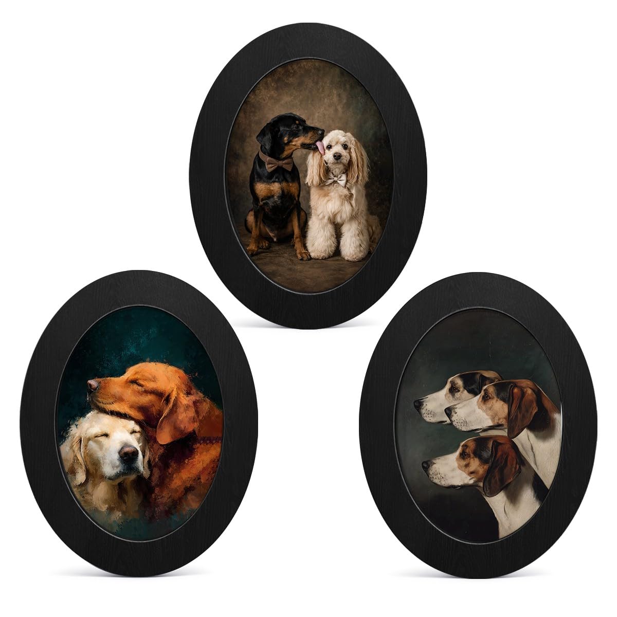 3Pcs Funny Ghost Halloween Bathroom Oval Wall Art Framed Spooky Decor