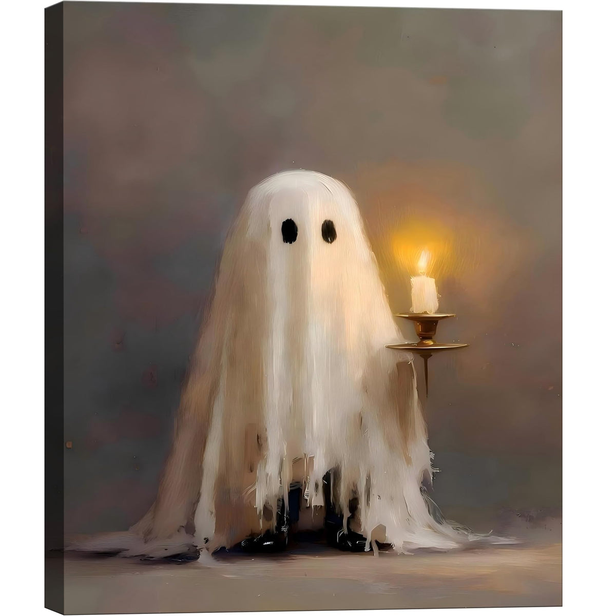 Framed Halloween Ghost Bathroom Canvas Wall Art 8x12 In, Funny Spooky Toilet Scene Canvas Prints Artwork, Dark Halloween Wall Decor Pictures for Office Home Decoration